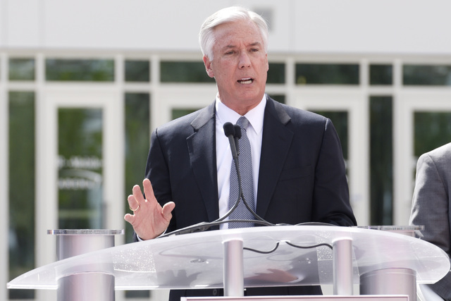 President and CEO of Toshiba Global Commerce Solutions Scott Maccabe speaks during the grand opening of MGM Resorts  International's T-Mobile Arena Wednesday, April 6, 2016. Sam Morris/Las Vegas N ...