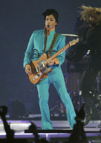 Prince performs during halftime of Super Bowl XLI football game at Dolphin Stadium in Miami on Sunday, Feb. 4, 2007. (Mark J. Terrill/AP)