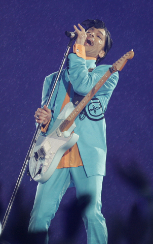 Prince performs during the halftime show at the Super Bowl XLI football game at Dolphin Stadium in Miami on Sunday, Feb. 4, 2007. (Chris O'Meara/AP)