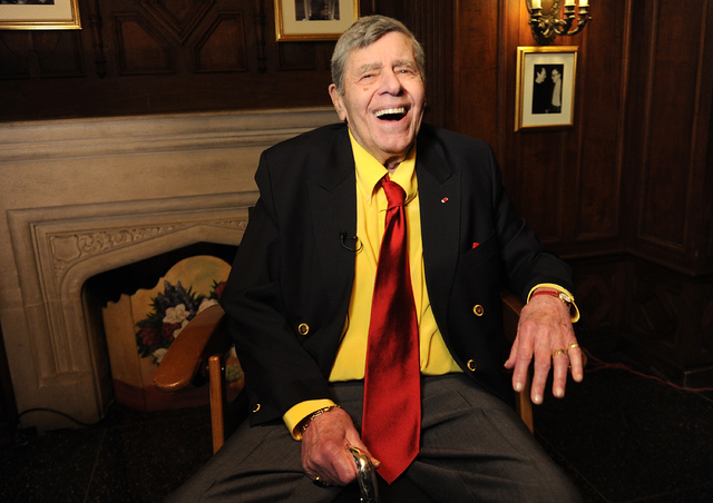 Entertainer Jerry Lewis poses for a portrait at the Friars Club before his 90th birthday celebration on Friday, April 8, 2016, in New York. (Brad Barket/Invision/AP)