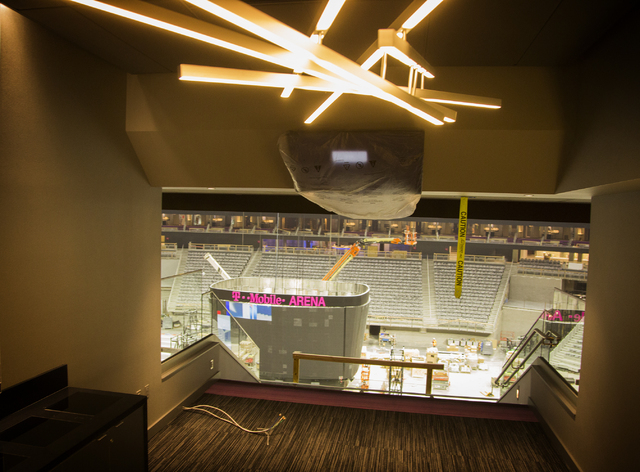 A suite is seen Monday, March 7, 2016 at the T-Mobile Arena behind New York-New York. The joint venture partners AEG and MGM Resorts is scheduled to open the arena next month. Jeff Scheid/Las Vega ...