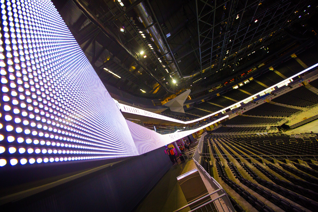 Lighted digital lighting wraps around the inside of the T-Mobile Arena on Monday, March 28, 2016. Jeff Scheid/Las Vegas Review-Journal Follow @jlscheid
