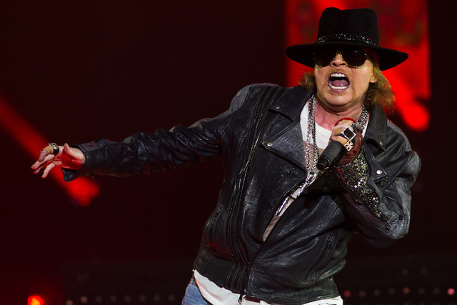 Guns N' Roses front man Axl Rose performs with the band as part of their residency at The Joint at The Hard Rock Hotel in Las Vegas on Friday, Nov. 2, 2012. (Chase Stevens/Las Vegas Review-Journal)