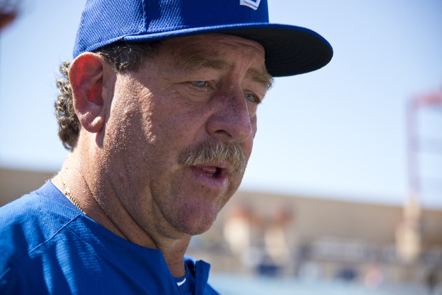 Pitching coach Frank Viola talks with reporters during media day for the Las Vegas 51s at Cashman Field in Las Vegas on Tuesday, April 5, 2016. The event was held ahead of opening Thursday's seaso ...