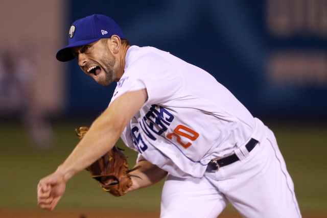 Las Vegas 51s left handed pitcher Duane Below throws to the Fresno Grizzlies during the 51s' home opener Friday, April 17, 2015, at Cashman Field. (Sam Morris/Las Vegas Review-Journal)
