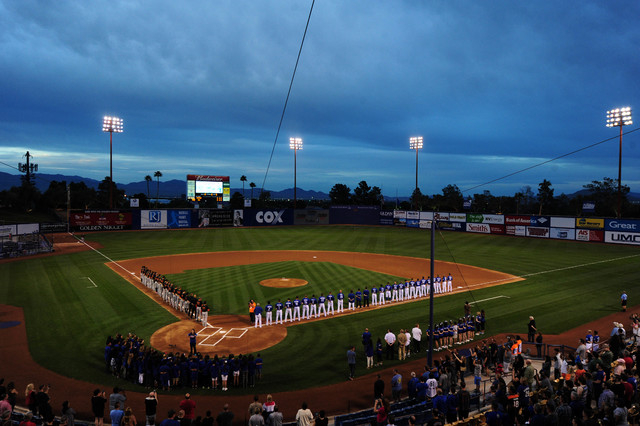 Cashman Field is seen before the start of a Triple-A minor league baseball game. (Josh Holmberg/Las Vegas Review-Journal)