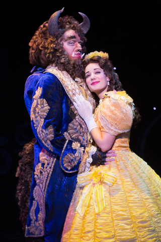 The Beast (Sam Hartley) and Belle (Brooke Quintana) find romance in the musical "Beauty and the Beast," at The Smith Center's Reynolds Hall through April 17. MATTHEW MURPHY/COURTESY THE SMITH CENT ...