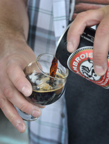 An oatmeal stout is poured at the Eurobrews tent during the Great Vegas Festival of Beer in the 800 block of Fremont Street in Las Vegas on Saturday, April 9, 2016. Bill Hughes/Las Vegas Review-Jo ...