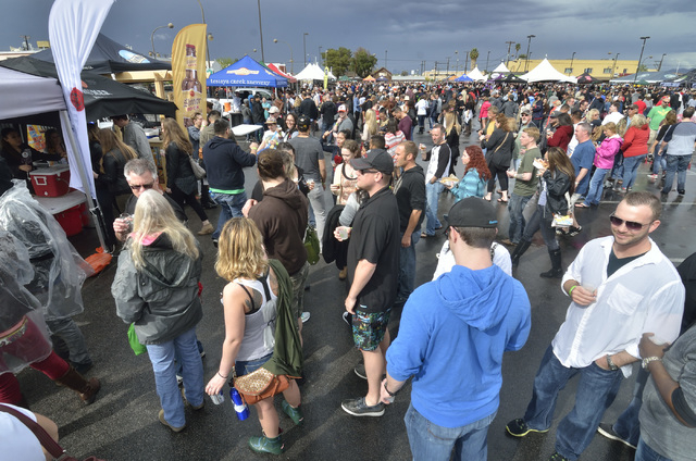 Part of the crowd is shown during the Great Vegas Festival of Beer in the 800 block of Fremont Street in Las Vegas on Saturday, April 9, 2016. Bill Hughes/Las Vegas Review-Journal