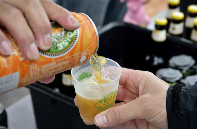 An apricot hefe is poured at the Eurobrews tent during the Great Vegas Festival of Beer in the 800 block of Fremont Street in Las Vegas on Saturday, April 9, 2016. Bill Hughes/Las Vegas Review-Journal