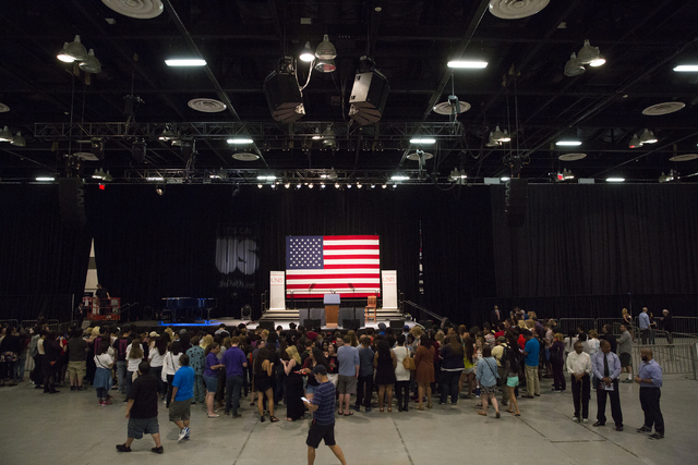 Preshow set up at Cox Pavilion at UNLV headlined by Lady Gaga and Vice President Joe Biden at an event aimed at preventing sexual assault on college campuses in coordination with the It's On Us We ...