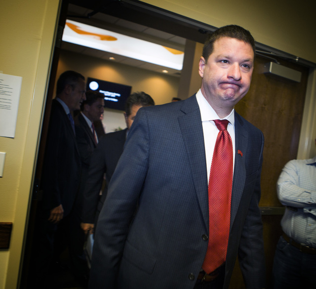 New UNLV basketball coach Chris Beard arrives at the University of Nevada Board of Regents hearing on Friday, April 8, 2016. Jeff Scheid/Las Vegas Review-Journal Follow @jlscheid