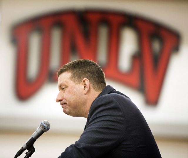 New UNLV basketball coach Chris Beard speaks during a press conference at Mendenhall Center on Friday, April 8,2016. Jeff Scheid/Las Vegas Review-Journal Follow @jlscheid