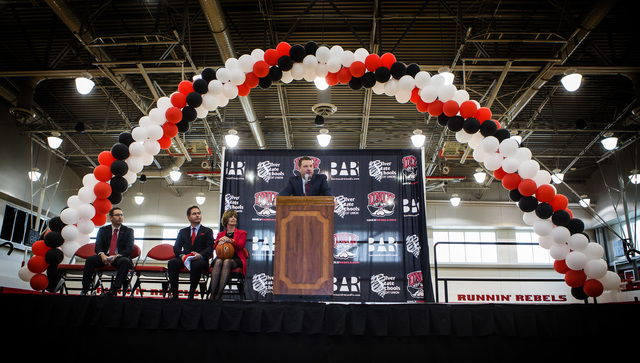 New UNLV basketball coach Chris Beard speaks during a a press conference at Mendenhall Center on Friday, April 8,2016. Jeff Scheid/Las Vegas Review-Journal Follow @jlscheid