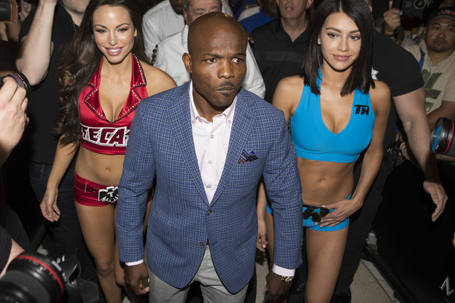 Timothy Bradley arrives at the MGM Grand Garden Arena in advance of his boxing fight this weekend on Tuesday, April 5, 2016, in Las Vegas. Bradley will fight against Manny Pacquiao for a third tim ...