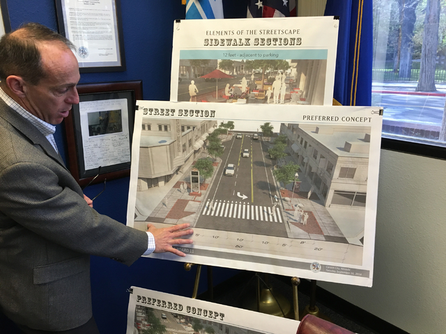 Carson City Manager Nick Marano describes how the Carson street design will change with the new $11.4 million project now under way as of March 24, 2016. Sean Whaley/Las Vegas Review-Journal
