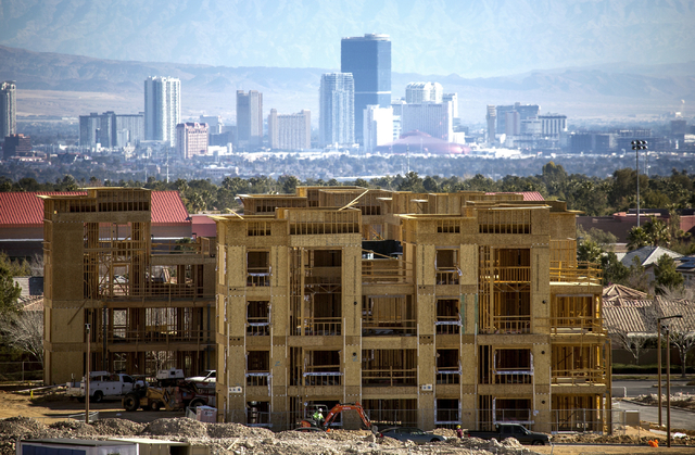 The Constellation apartment complex located on Town Center Drive and Griffith Peak Drive in Downtown Summerlin is seen during construction on Tuesday, Jan,12, 2015. Jeff Scheid/Las Vegas Review-Jo ...