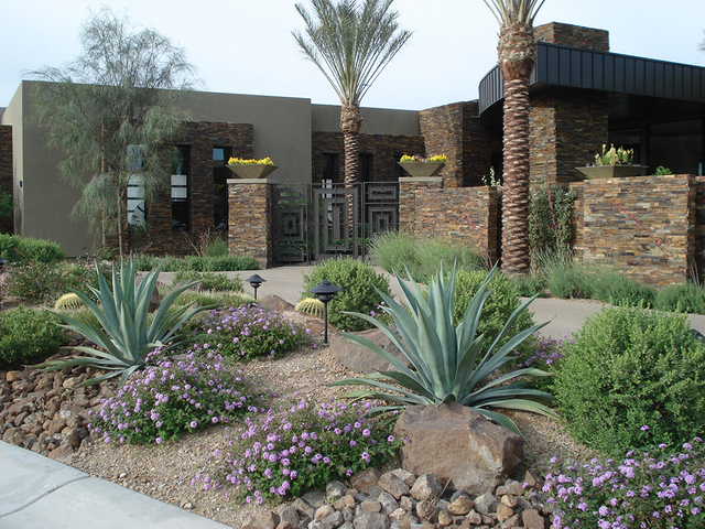 Dragon Ridge Residence at MacDonald Ranch in Henderson has desert landscaping in the front. (COURTESY OF SOUTHWICK LANDSCAPE ARCHITECTS)