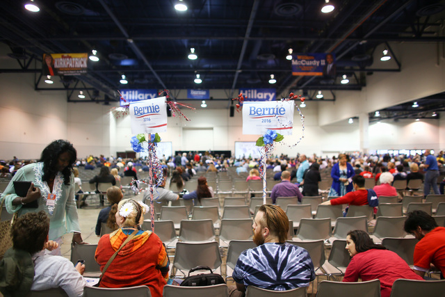 People sit during the Clark County Democratic Party Convention at Cashman Center in Las Vegas on Saturday, April 2, 2016. (Chase Stevens/Las Vegas Review-Journal) Follow @csstevensphoto