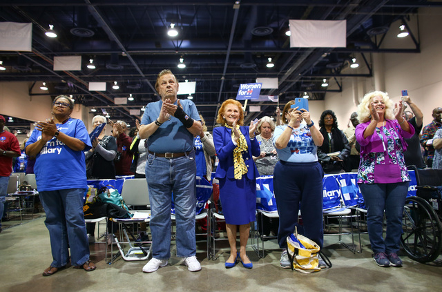 People clap during the Clark County Democratic Party Convention at Cashman Center in Las Vegas on Saturday, April 2, 2016. (Chase Stevens/Las Vegas Review-Journal)Follow @csstevensphoto