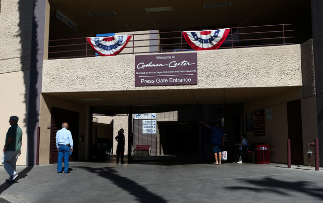 People arrive to register at the Clark County Democratic Party Convention at Cashman Center in Las Vegas on Saturday, April 2, 2016. (Chase Stevens/Las Vegas Review-Journal) Follow @csstevensphoto