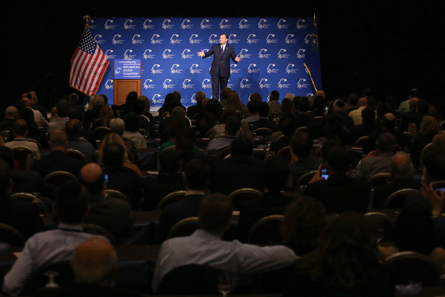 Republican presidential candidate, Sen. Ted Cruz, R-Texas, speaks to the Republican Jewish Coalition at the Venetian in Las Vegas on Saturday, April 9, 2016. Brett Le Blanc/Las Vegas Review-Journa ...