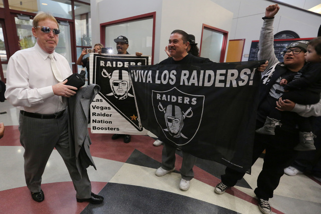 Oakland Raiders owner Mark Davis walks past fans during a Southern Nevada Tourism Infrastructure Committee meeting at UNLV in Las Vegas on Thursday, April 28, 2016. Brett Le Blanc/Las Vegas Review ...