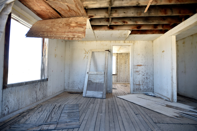 The interior of one of the remaining structures of "Survival Town" is seen in Area 1 at the Nevada National Security Site Wednesday, April 20, 2016.  (David Becker/Las Vegas Review-Journal) Follow ...