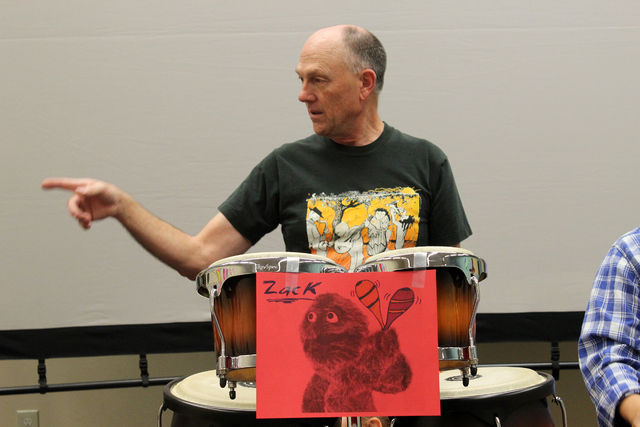 Brian Gardner gets the drum circle started at an event April 2 at Green Valley Library, 2797 N. Green Valley Parkway. The event featured a variety of percussion instruments from all over the world ...