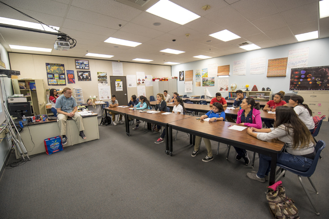 A geology class is seen at Global Community High School in Las Vegas on Wednesday, April 20, 2016. Global Community High School specializes in students transitioning into learning English. Joshua  ...