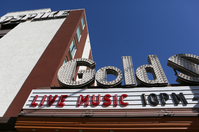 Signage is shown at Gold Spike Tuesday, March 22, 2016, in Las Vegas. Gold Spike, with new design and ownership by Downtown Project, will celebrate its third year this May. Ronda Churchill/Las Veg ...