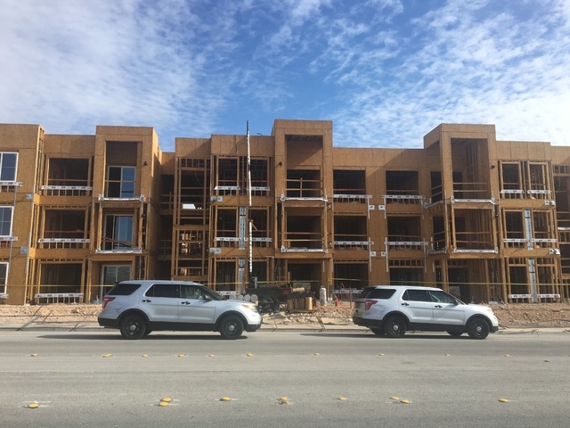 A security guard was found shot to death near a construction site on Hacienda Avenue near Fort Apache Road on Wednesday, April 27, 2016. (Bizuayehu Tesfaye/Las Vegas Review-Journal Follow @bizutes ...