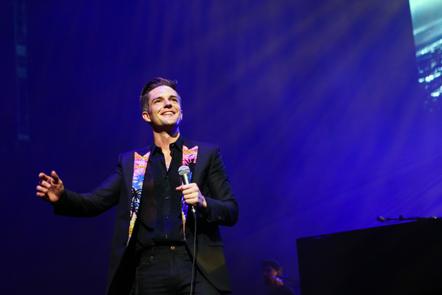 Brandon Flowers of The Killers performs during the grand opening of the T-Mobile Arena in Las Vegas on Wednesday, April 6, 2016. Chase Stevens/Las Vegas Review-Journal Follow @csstevensphoto