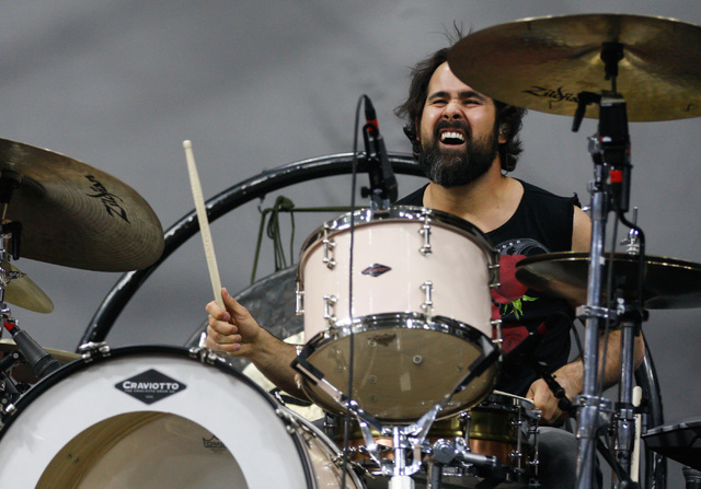 Ronnie Vannucci of The Killers performs during the grand opening of the T-Mobile Arena in Las Vegas on Wednesday, April 6, 2016. Chase Stevens/Las Vegas Review-Journal Follow @csstevensphoto