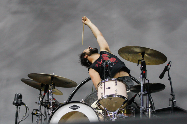 Ronnie Vannucci of The Killers performs during the grand opening of the T-Mobile Arena in Las Vegas on Wednesday, April 6, 2016. Chase Stevens/Las Vegas Review-Journal Follow @csstevensphoto