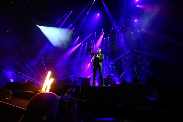 Brandon Flowers of The Killers performs during the grand opening of the T-Mobile Arena in Las Vegas on Wednesday, April 6, 2016. Chase Stevens/Las Vegas Review-Journal Follow @csstevensphoto