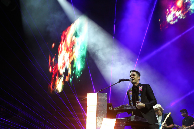 Brandon Flowers of The Killers performs during the grand opening of the T-Mobile Arena in Las Vegas on Wednesday, April 6, 2016. Chase Stevens/Las Vegas Review-Journal Follow @csstevensphoto