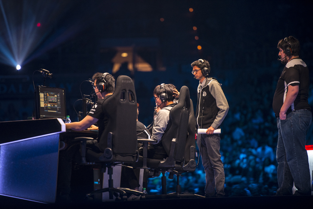TSM battles against Counter Logic Gaming during the North America League of Legends Championship Series Spring Final at the Mandalay Bay Event Center in Las Vegas on Sunday, April 17, 2016. Counte ...