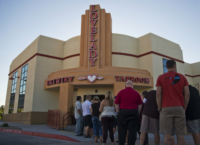 A line extends out onto the street during the grand opening of Lovelady Brewery and Taproom in downtown Henderson on Friday, April 1, 2016. (Daniel Clark/Las Vegas Review-Journal) Follow @DanJClar ...