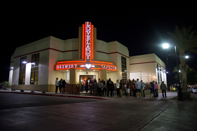 A line extends out onto the street during the grand opening of Lovelady Brewery and Taproom in downtown Henderson on Friday, April 1, 2016. (Daniel Clark/Las Vegas Review-Journal) Follow @DanJClar ...