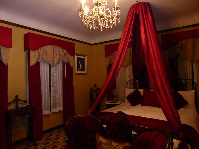 The Lady in Red's room at the Mizpah Hotel in Tonopah is decorated in early bordello style, reflecting her profession before she was murdered by a jealous lover in 1914. Room 502 and the nearby ha ...