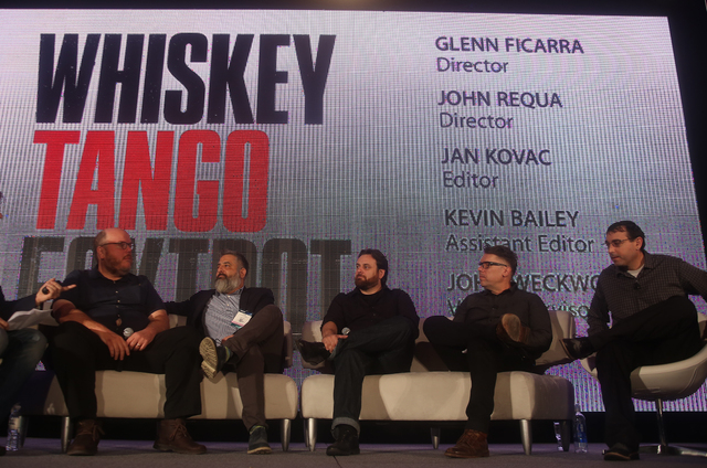Director John Requa, from left, Director Glenn Ficara, Visual Effects Supervisor John L. Weckworth, Editor Jan Kovac, and Assistant Editor Kevin Bailey discuss the making of Whiskey Tango Bravo at ...