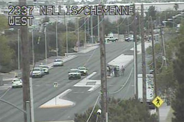East Cheyenne Avenue between Nellis Boulevard and Marion Drive is closed while Las Vegas police investigate a fatal accident (RTC FAST Cameras)