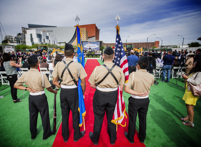 Honor Guard stands during the groundbreaking for Project Neon near The Smith Center for the Performing Arts  in Las Vegas on Thursday, April 7, 2016. Jeff Scheid/Las Vegas Review-Journal Follow @J ...