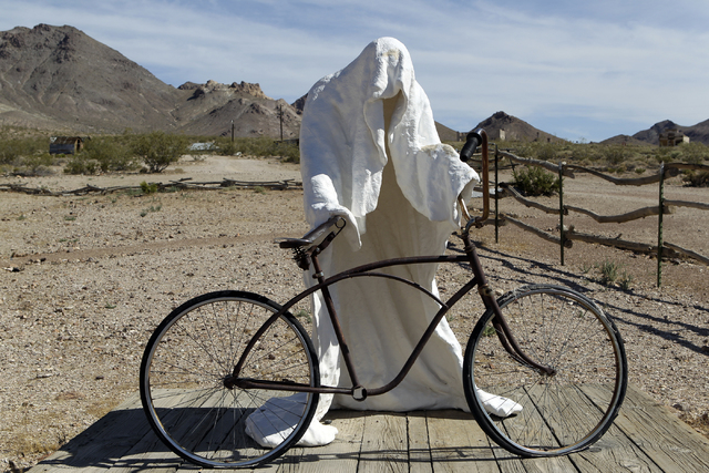 "Ghost Rider," a 1984 sculpture by Belgian artist Charles Albert Szukalski, is shown in the Goldwell Open Air Museum, adjacent to Rhyolite ghost town near Beatty, in June 2011. (K.M. Cannon/Las Ve ...