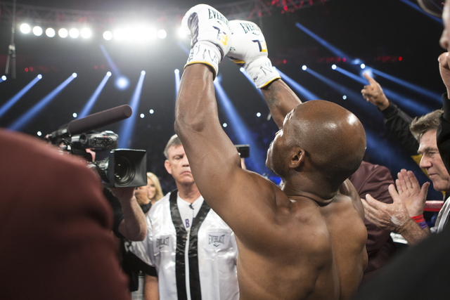 Timothy Bradley is introduced in his fight against Manny Pacquiao in the WBO International welterweight championship boxing bout at the MGM Grand Garden ArenaSaturday, April 9, 2016, in Las Vegas ...
