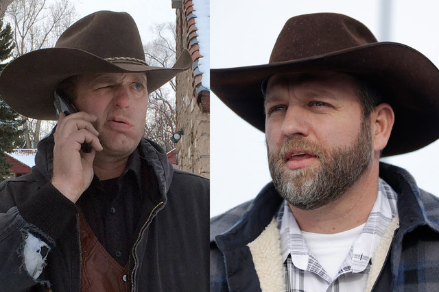 This is a combo of file photos showing the Bundy family from left to right, Ryan Bundy and Ammon Bundy. (AP Photos/File)