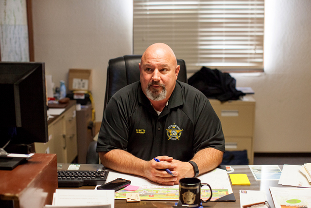 Dan Watts, sheriff and coroner, talks to a reporter in his office at the White Pine County Sheriffճ Office in Ely, Nev. on Thursday March 3, 2016.  (Randi Lynn Beach/Las Vegas Review-Journal)
