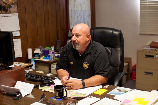 Dan Watts, sheriff and coroner, talks to a reporter in his office at the White Pine County Sheriffճ Office in Ely, Nev. on Thursday March 3, 2016. (Randi Lynn Beach/Las Vegas Review-Journal)