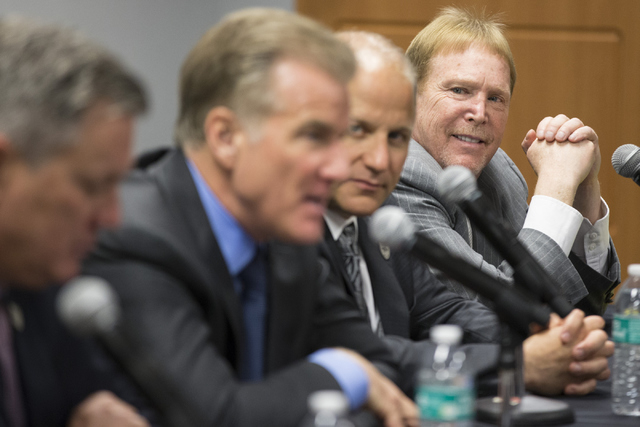 Oakland Raiders owner Mark Davis looks on during a press conference on the proposed Las Vegas dome stadium at the Stan Fulton Building at UNLV on Thursday, April 28, 2016, in Las Vegas. Erik Verdu ...